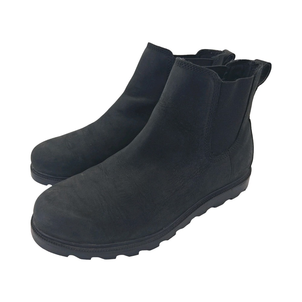 Sorel Boots Womens Size 8.5 Black Nubuck Chelsea Ankle Lug Sole Pull On Winter